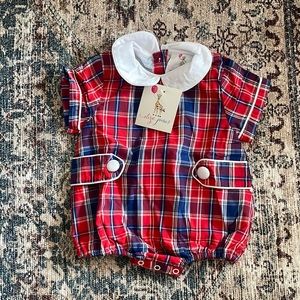Darling Plaid Peter Pan Collar Onesie SZ 3 mos.